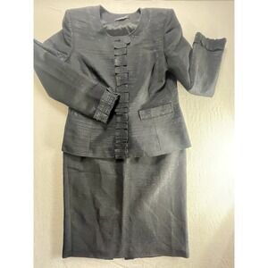 ELLEN TRACY Women's Black Metallic 2 Piece Skirt Suit Medium